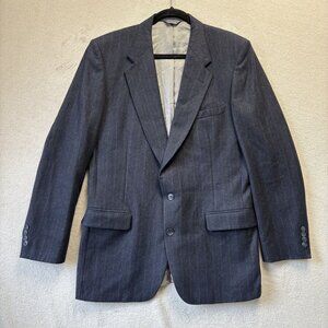 Pierre Cardin Wool Blazer Mens 42R‎ Gray Pinstripe Vintage Bloomingdales *Flaw*